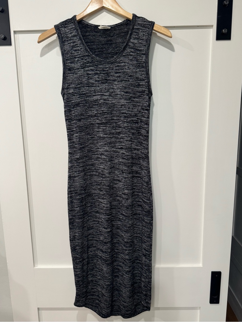 Wilfred Free From Aritzia Black & Charcoal Heathered Midi Tank Dress